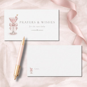 Einfache rosa Tini Mädchen Baby Shower Gebete für Begleitkarte