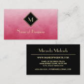 Einfache rosa und Berufliche Goldmonogramm Visitenkarte (Vorne/Hinten)