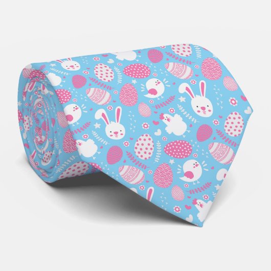 Einfache rosa und blaue Krawatte Ostern-Muster-| (Gerollt)
