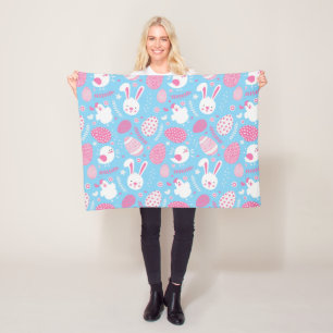 Einfache rosa und blaue Ostern-Muster-Fleece-Decke Fleecedecke
