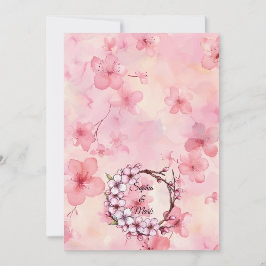 Einfache Rosa und Elfenbeinflora Einladung (Rückseite)