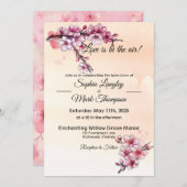 Einfache Rosa und Elfenbeinflora Einladung (Vorne/Hinten)