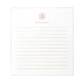 Einfache rosa und goldene Monogramme Personalisier Notizblock (Vorderseite)