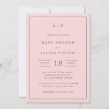 Einfache Rosa und Grau-Monogramm-Girl-Babydusche