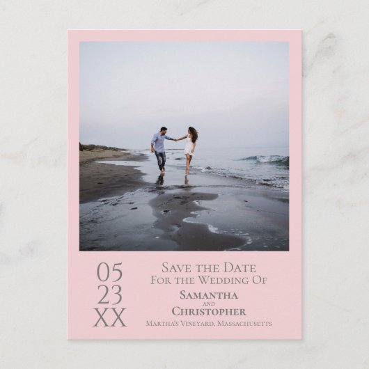 Einfache rosa und graue Hochzeit Speichern Sie das Postkarte (Vorderseite)