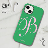 Einfache rosa und grüne Skriptbezeichnung Monogram Case-Mate iPhone Hülle