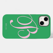 Einfache rosa und grüne Skriptbezeichnung Monogram Case-Mate iPhone Hülle (Rückseite (Horizontal))