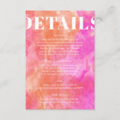 Einfache, rosa und orangefarbene, moderne Hochzeit Begleitkarte (Vorderseite)