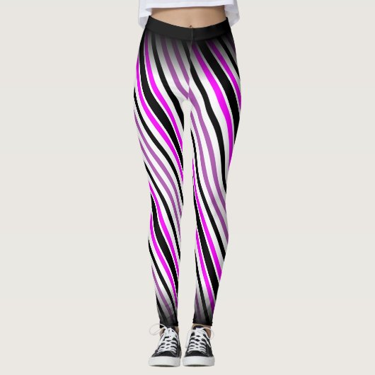 Einfache rosa und schwarze vertikale Streifen auf  Leggings (Vorderseite)