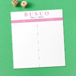 Einfache rosa und weiße Bunco-Tabelle - Notepad Notizblock<br><div class="desc">Werft ein Blatt auf jeden Tisch für die Person,  die die Punktzahl behalte,  und strafft Ihr Bunco Spiel mit diesen bereit zu gehen und einfach zu verwenden,  reißen Sie Tally Sheets mit zwei leeren Spalten und rosa Akzente.</div>