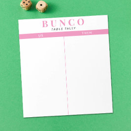 Einfache rosa und weiße Bunco-Tabelle - Notepad Notizblock