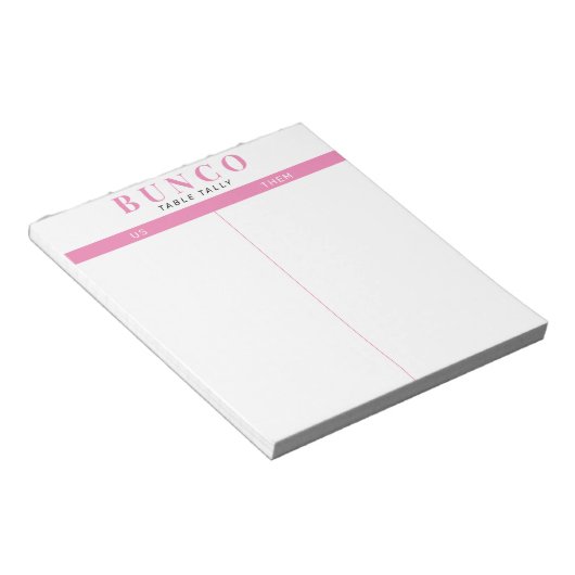 Einfache rosa und weiße Bunco-Tabelle - Notepad Notizblock (angewinkelt)