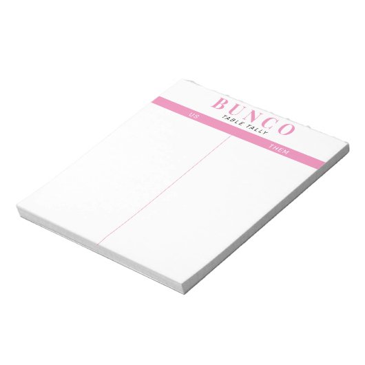 Einfache rosa und weiße Bunco-Tabelle - Notepad Notizblock (Rotiert)