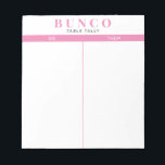 Einfache rosa und weiße Bunco-Tabelle - Notepad Notizblock<br><div class="desc">Werft ein Blatt auf jeden Tisch für die Person,  die die Punktzahl behalte,  und strafft Ihr Bunco Spiel mit diesen bereit zu gehen und einfach zu verwenden,  reißen Sie Tally Sheets mit zwei leeren Spalten und rosa Akzente.</div>