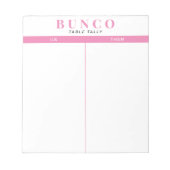 Einfache rosa und weiße Bunco-Tabelle - Notepad Notizblock (Vorderseite)