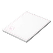 Einfache rosa und weiße Monogramm Notizblock (Rotiert)
