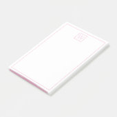 Einfache rosa und weiße Monogramm Post-it Klebezettel (angewinkelt)