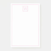 Einfache rosa und weiße Monogramm Post-it Klebezettel (Vorderseite)
