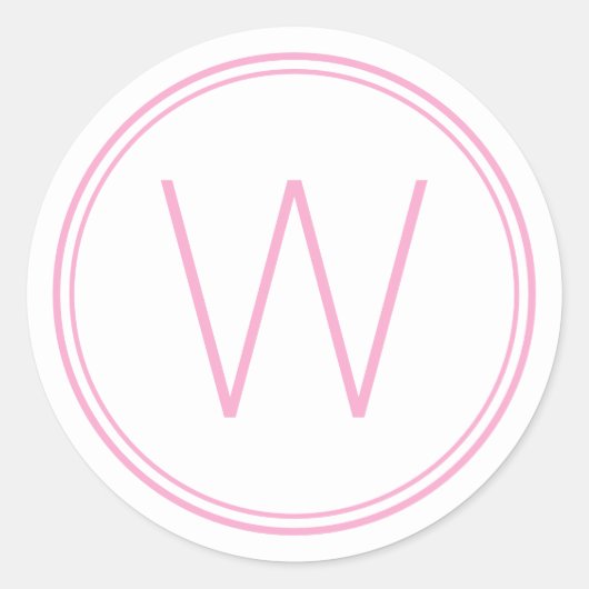 Einfache rosa und weiße Monogramm Runder Aufkleber (Vorderseite)