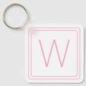 Einfache rosa und weiße Monogramm Schlüsselanhänger (Vorderseite)