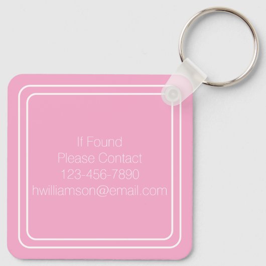 Einfache rosa und weiße Monogramm Schlüsselanhänger (Rückseite)