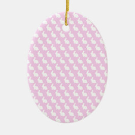 Einfache rosa und weiße Osterhase Keramik Ornament