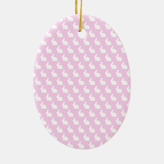 Einfache rosa und weiße Osterhase Keramik Ornament (Hinten)