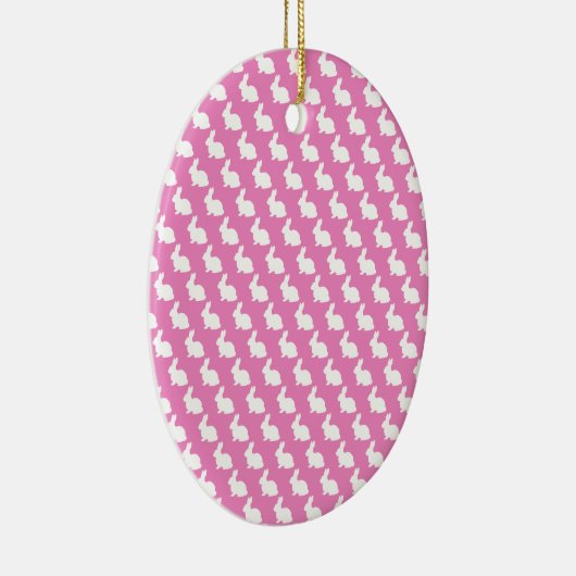 Einfache rosa und weiße Osterhase Keramik Ornament (Rechts)