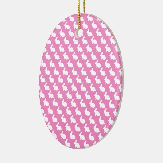 Einfache rosa und weiße Osterhase Keramik Ornament (Links)