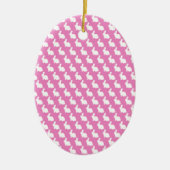 Einfache rosa und weiße Osterhase Keramik Ornament (Vorne)