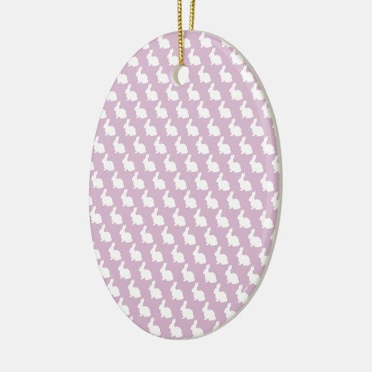 Einfache rosa und weiße Osterhase Keramik Ornament (Links)