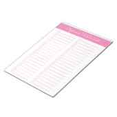 Einfache rosa vertikale 8,5x11 Zweispalten-Checkli Notizblock (angewinkelt)