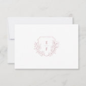 Einfache rosa Wappen-Blossom-Monogram-Karte (Vorderseite)