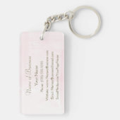 Einfache rosa Wasserfarbe Elegantes Gold Script Schlüsselanhänger (Rückseite)