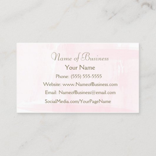 Einfache rosa Wasserfarbe Elegantes Gold Script Visitenkarte (Rückseite)