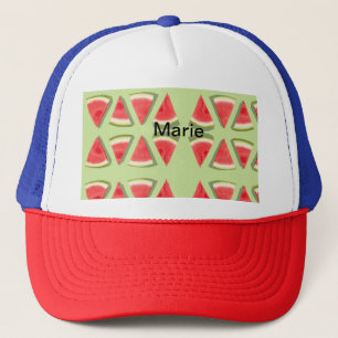 Einfache rosa Wassermelone Name minimal benutzerde Truckerkappe