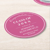 Einfache rosa-weiße Abschluss Runder Pappuntersetzer (Angewinkelt)