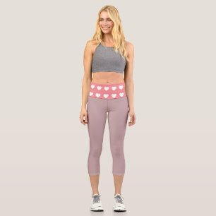 Einfache rosa weiße Herz Capri Leggings