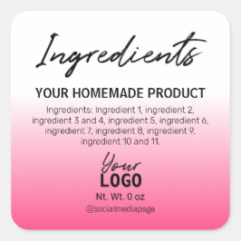 Einfache, rosa, weiße Ombre Inhaltsstoffe Quadratischer Aufkleber