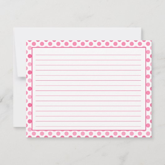 Einfache, rosa weiße Polka Dot Rezeptkarte (Rückseite)