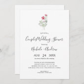 Einfache rosa Wildblume Paare Polterabend Einladung (Vorne/Hinten)