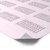 Einfache rosafarbene Hochzeitssitzordnung Poster (Ecke)