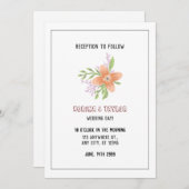 Einfache Rose Blumen Weißes Hochzeitserlebnis Einl Einladung (Vorne/Hinten)