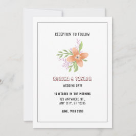 Einfache Rose Blumen Weißes Hochzeitserlebnis Einl Einladung