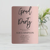 Einfache Rose Gold Abschluss Einladung (Stehend Vorderseite)