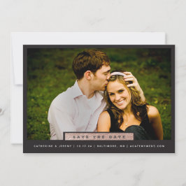 Einfache Rose Gold Block Foto Save the Date
