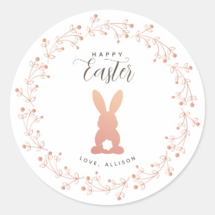 Einfache Rose Gold Bunny Personalisiert Ostern Lab Runder Aufkleber