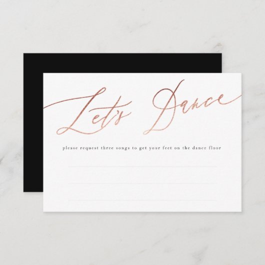 Einfache Rose Gold Calligraphie Let's Dance RSVP Karte (Vorne/Hinten)