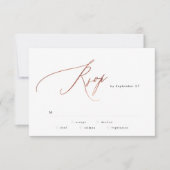 Einfache Rose Gold Calligraphie RSVP Karte (Vorderseite)