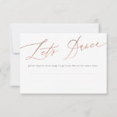 Einfache Rose Gold Calligraphie RSVP Karte (Rückseite)